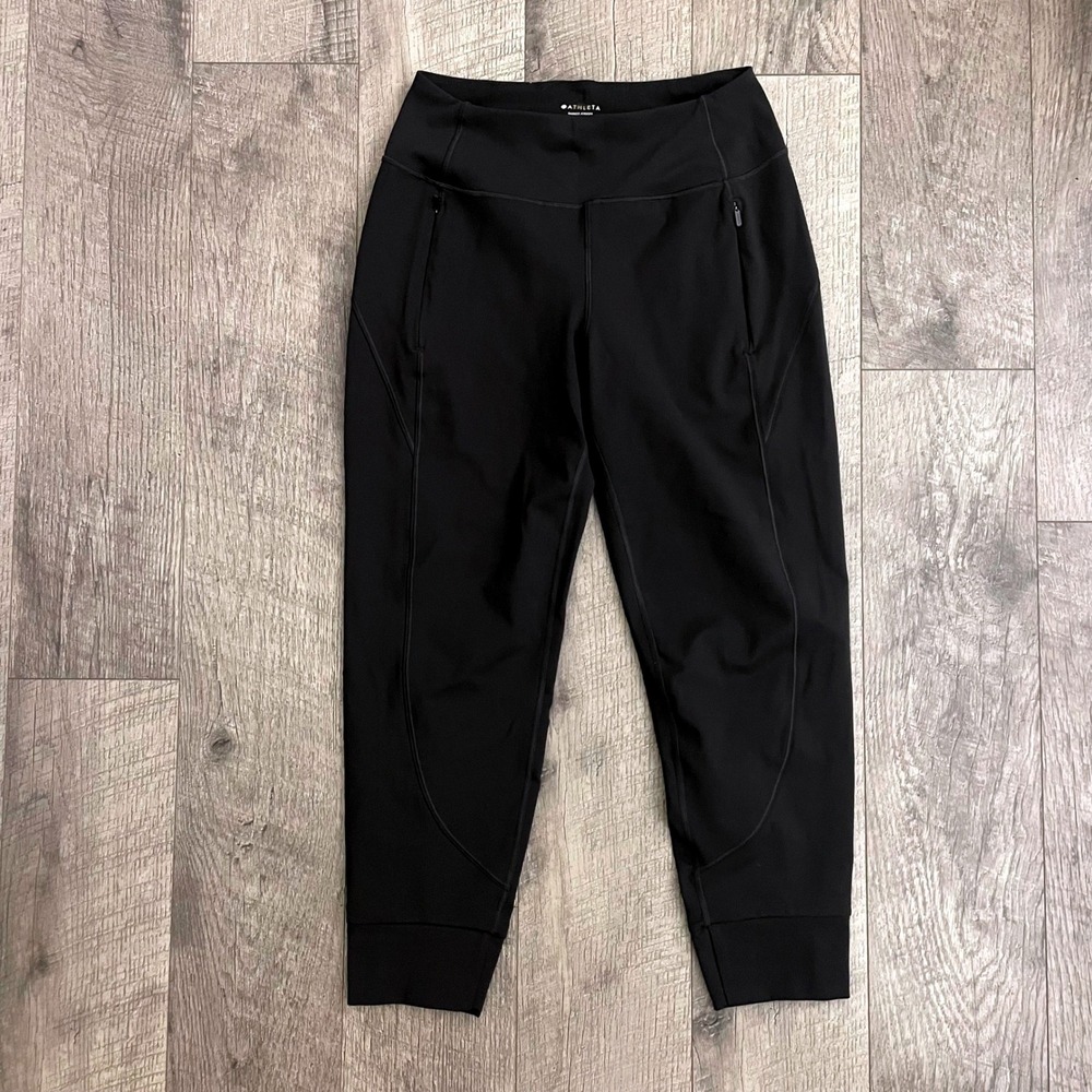 Athleta Rainier Jogger Black High Rise Cold Weather Pants Womens XS Fleece Lined